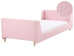 Wyld And Coco Cosynest Pink Bouclé Upholstered Bed Frame With Curved Headboard - 3Ft Eu Single For Kids Room - thumbnail 3