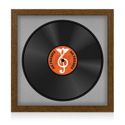 "16X16"" Dark Oak Modern Vinyl Record Frame With Silver Mount For 12 Inch Lp Disc - Ak Frames" - image 1