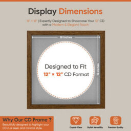 "16X16"" Dark Oak Modern Vinyl Record Frame With Silver Mount For 12 Inch Lp Disc - Ak Frames" - thumbnail 2