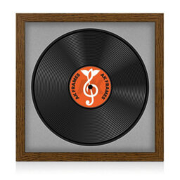 "16X16"" Dark Oak Modern Vinyl Record Frame With Silver Mount For 12 Inch Lp Disc - Ak Frames"