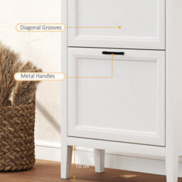 Homcom Shoe Cabinet With 2 Flip Drawers, Narrow Shoe Storage Cabinet, White - thumbnail 8