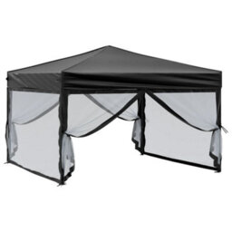 Walplus Folding Party Tent Garden Gazebo Canopy With Sidewalls Black 3X3 M - thumbnail 3
