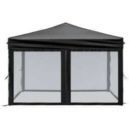 Walplus Folding Party Tent Garden Gazebo Canopy With Sidewalls Black 3X3 M - thumbnail 4