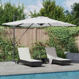 Berkfield Cantilever Roma Parasol With Leds Sand 286X285X270 Cm Aluminium - thumbnail 1