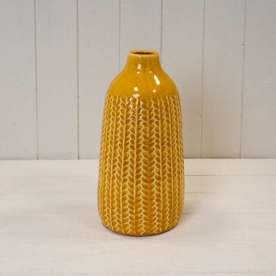 Four Candle Satchville Yellow Ceramic Vase - image 1