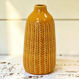 Four Candle Satchville Yellow Ceramic Vase - thumbnail 2