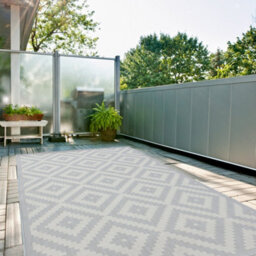 The Rugs Ecology Collection Outdoor Patio Garden Rug Grey Diamond Design Weatherproof Jet Washable 100G - thumbnail 1