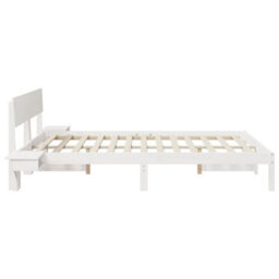 Berkfield Bed Frame With Bedside Tables White Solid Pine Wood - thumbnail 7
