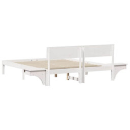 Berkfield Bed Frame With Bedside Tables White Solid Pine Wood - thumbnail 8