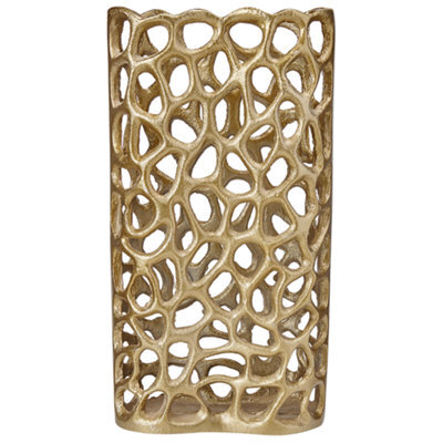 Beliani Decorative Vase Sanchi Metal 33 Cm Gold - image 1
