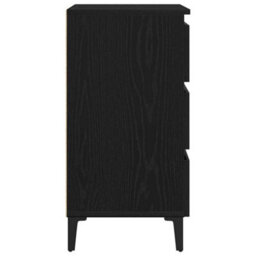 Berkfield Modern Bedside Cabinet With Metal Leg Black Oak 40X35X69 Cm - thumbnail 7