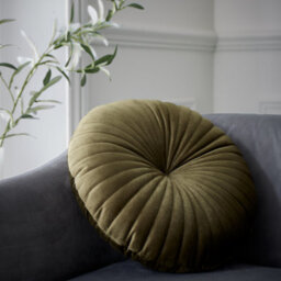 Catherine Lansfield Round Cushion Soft Touch 40X40Cm Cushion Olive Green - thumbnail 1