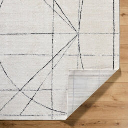 Livabliss Galey Alix Architect-Modern Ivory Black Graphic High Pile Living Dining Bedroom Rug 160 X 213 Cm Easy Care, Non Shedding - thumbnail 4