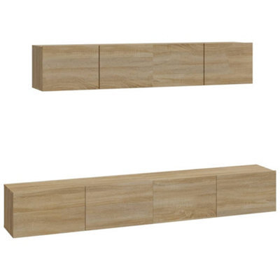 Berkfield Classic 4 Piece Tv Cabinet Set Sonoma Oak Engineered Wood - image 1