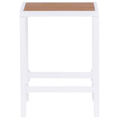 Beliani Outdoor Stool - Matte White Powder-Coated Steel Base With Polywood Top, W40 X D38 X H61Cm - image 1