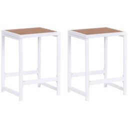 Beliani Outdoor Stool - Matte White Powder-Coated Steel Base With Polywood Top, W40 X D38 X H61Cm - thumbnail 5