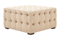 Orsina Elegant Beige Linen Button Tufted Foostool, Velvet Upholstered Soft Footstool, Premium Footstool For Bedroom - thumbnail 2