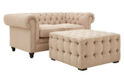 Orsina Elegant Beige Linen Button Tufted Foostool, Velvet Upholstered Soft Footstool, Premium Footstool For Bedroom - thumbnail 4