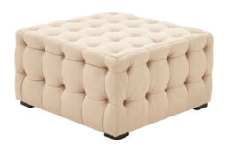 Orsina Elegant Beige Linen Button Tufted Foostool, Velvet Upholstered Soft Footstool, Premium Footstool For Bedroom - thumbnail 3