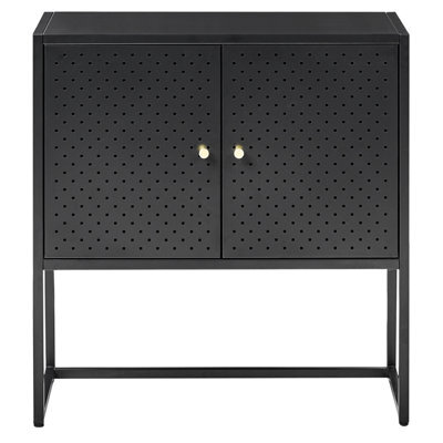 Wyld And Coco Nova Powder-Coated Black Steel Storage Cabinet With 2 Shelves, Compact Office Filing Cabinet W72 X D35 X H75Cm - image 1