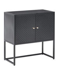 Wyld And Coco Nova Powder-Coated Black Steel Storage Cabinet With 2 Shelves, Compact Office Filing Cabinet W72 X D35 X H75Cm - thumbnail 3