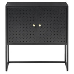 Wyld And Coco Nova Powder-Coated Black Steel Storage Cabinet With 2 Shelves, Compact Office Filing Cabinet W72 X D35 X H75Cm - thumbnail 1