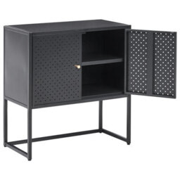 Wyld And Coco Nova Powder-Coated Black Steel Storage Cabinet With 2 Shelves, Compact Office Filing Cabinet W72 X D35 X H75Cm - thumbnail 6
