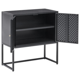 Wyld And Coco Nova Powder-Coated Black Steel Storage Cabinet With 2 Shelves, Compact Office Filing Cabinet W72 X D35 X H75Cm - thumbnail 5