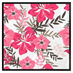 "Andrew Lee Red & Pink Floral (Picutre Frame) / 12X12"" / Oak" - thumbnail 3