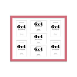 20X16 Inch 7 Opening Photo Collage Frame, Display Seven 6X4 Inch Photos, Multi Aperture Family Picture Frame, Pink - thumbnail 2