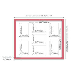 20X16 Inch 7 Opening Photo Collage Frame, Display Seven 6X4 Inch Photos, Multi Aperture Family Picture Frame, Pink - thumbnail 4