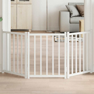 Walplus White Dog Gate Foldable 3 Panels 150Cm Solid Fir Wood Freestanding Pet Barrier - image 1