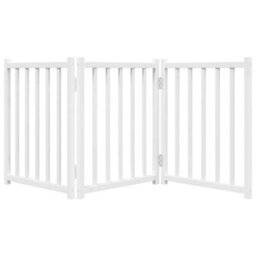 Walplus White Dog Gate Foldable 3 Panels 150Cm Solid Fir Wood Freestanding Pet Barrier - thumbnail 4
