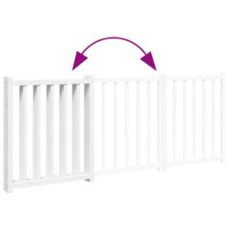 Walplus White Dog Gate Foldable 3 Panels 150Cm Solid Fir Wood Freestanding Pet Barrier - thumbnail 7