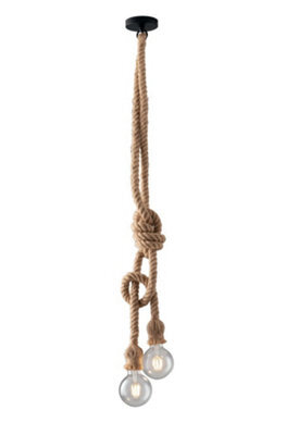 Luminosa Lighting Luminosa Rope Design Twin Pendant, Beige, E27