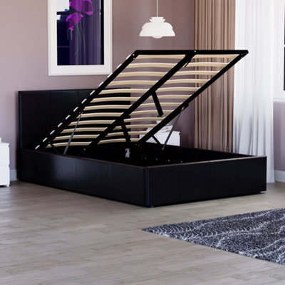 Lassic Vida Designs Lisbon Black 4Ft Small Double Ukfr Ottoman Faux Leather Bed Frame - image 1