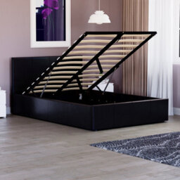 Lassic Vida Designs Lisbon Black 4Ft Small Double Ukfr Ottoman Faux Leather Bed Frame - thumbnail 1