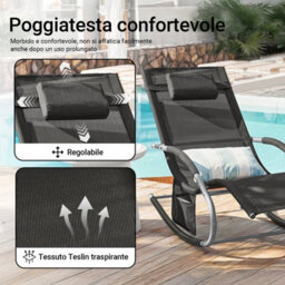 Sobuy Ogs28-Schx2, Set Of 2 Outdoor Garden Rocking Sun Lounger Recliner Relaxing Chair With Headrest And Side Bag, Black - thumbnail 5