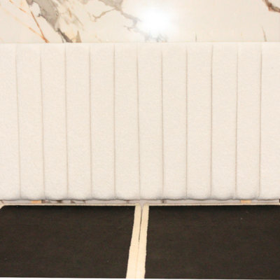 "Urban Textures Luxury 20"" High Boucle Fabric Upholstered Bed Headboard Thin Vertical Lines - White" - image 1