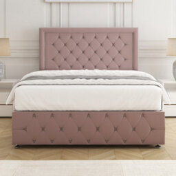 Bsspoke Lena Divan Bed Pink Plush Velvet With 24Inch Headboard & Footboard 4 Drawers & No Mattress In 4Ft6 4Ft 5Ft 6Ft - thumbnail 3