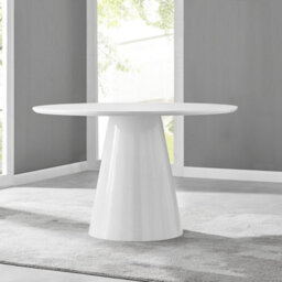 Furniturebox Palma 120Cm Round White High Gloss Dining Table With Pedestal Pillar Base For Modern Minimalist Dining Room - thumbnail 9