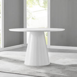 Furniturebox Palma 120Cm Round White High Gloss Dining Table With Pedestal Pillar Base For Modern Minimalist Dining Room - thumbnail 6