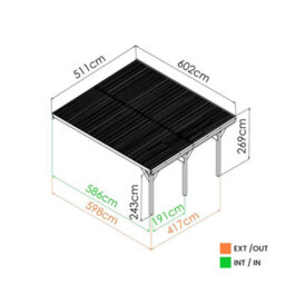 Cerland Victor Wall Mounted Double Wooden Carport 6 X 5M With Galvanised Concrete-In Feet - thumbnail 3