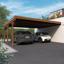 Cerland Victor Wall Mounted Double Wooden Carport 6 X 5M With Galvanised Concrete-In Feet - thumbnail 2