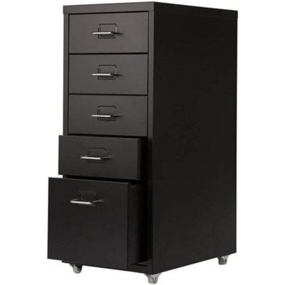 Panana Metal Filing Cabinet 5 Drawer Black Industrial Storage - image 1