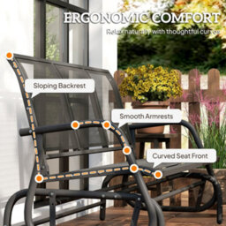 Outsunny 3-Seat Glider Rocking Chair For 3 People Garden Bench Black - thumbnail 8