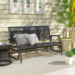 Outsunny 3-Seat Glider Rocking Chair For 3 People Garden Bench Black - thumbnail 9