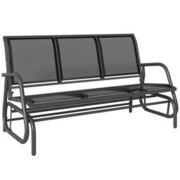 Outsunny 3-Seat Glider Rocking Chair For 3 People Garden Bench Black - thumbnail 2