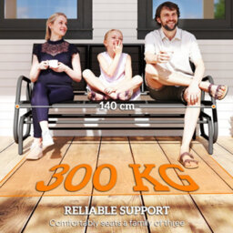 Outsunny 3-Seat Glider Rocking Chair For 3 People Garden Bench Black - thumbnail 7