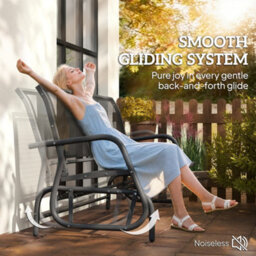 Outsunny 3-Seat Glider Rocking Chair For 3 People Garden Bench Black - thumbnail 4